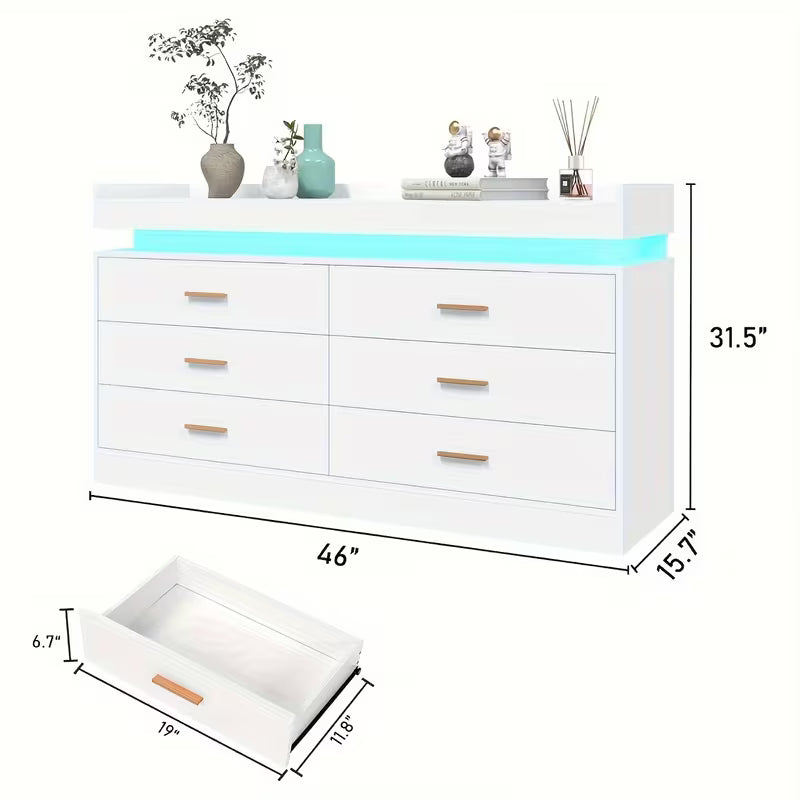 LED 6 Drawer Dresser