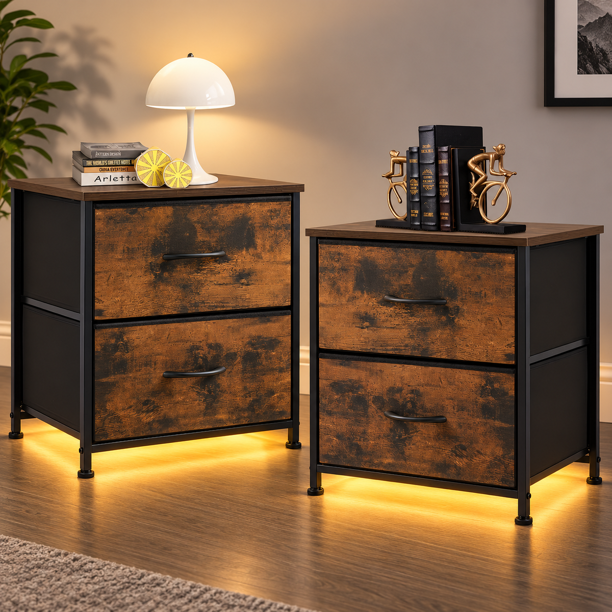 2x Nightstands Set