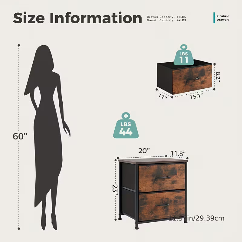 2x Nightstands Set